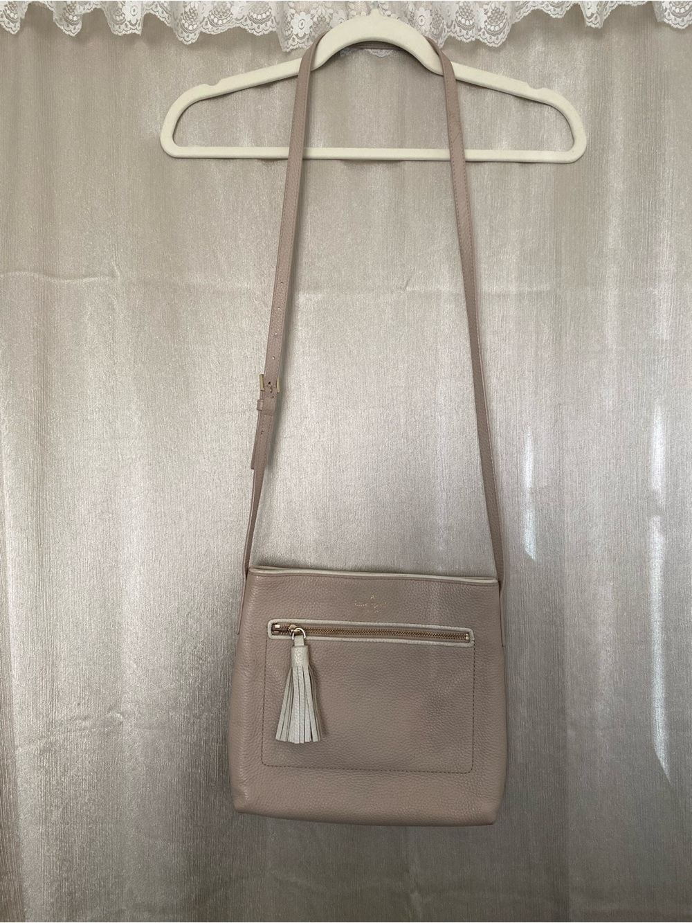 Kate Spade Taupe Pebbled Leather Crossbody Bag